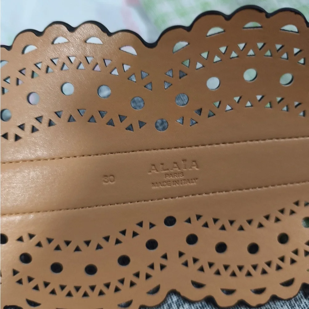 Alaïa Black Scalloped Laser-Cut Wide Leather Waist Belt